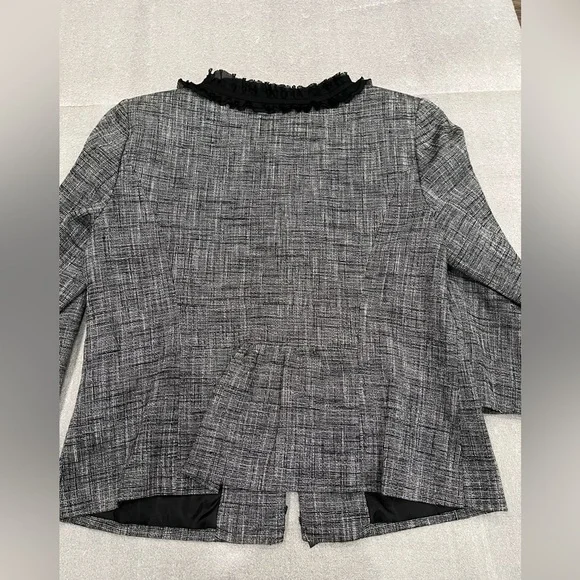 [US M]Frenz Chic Gray and Black Linen Blend Tweed Lace Jacket Hook Eye VTG - Picture 10 of 10